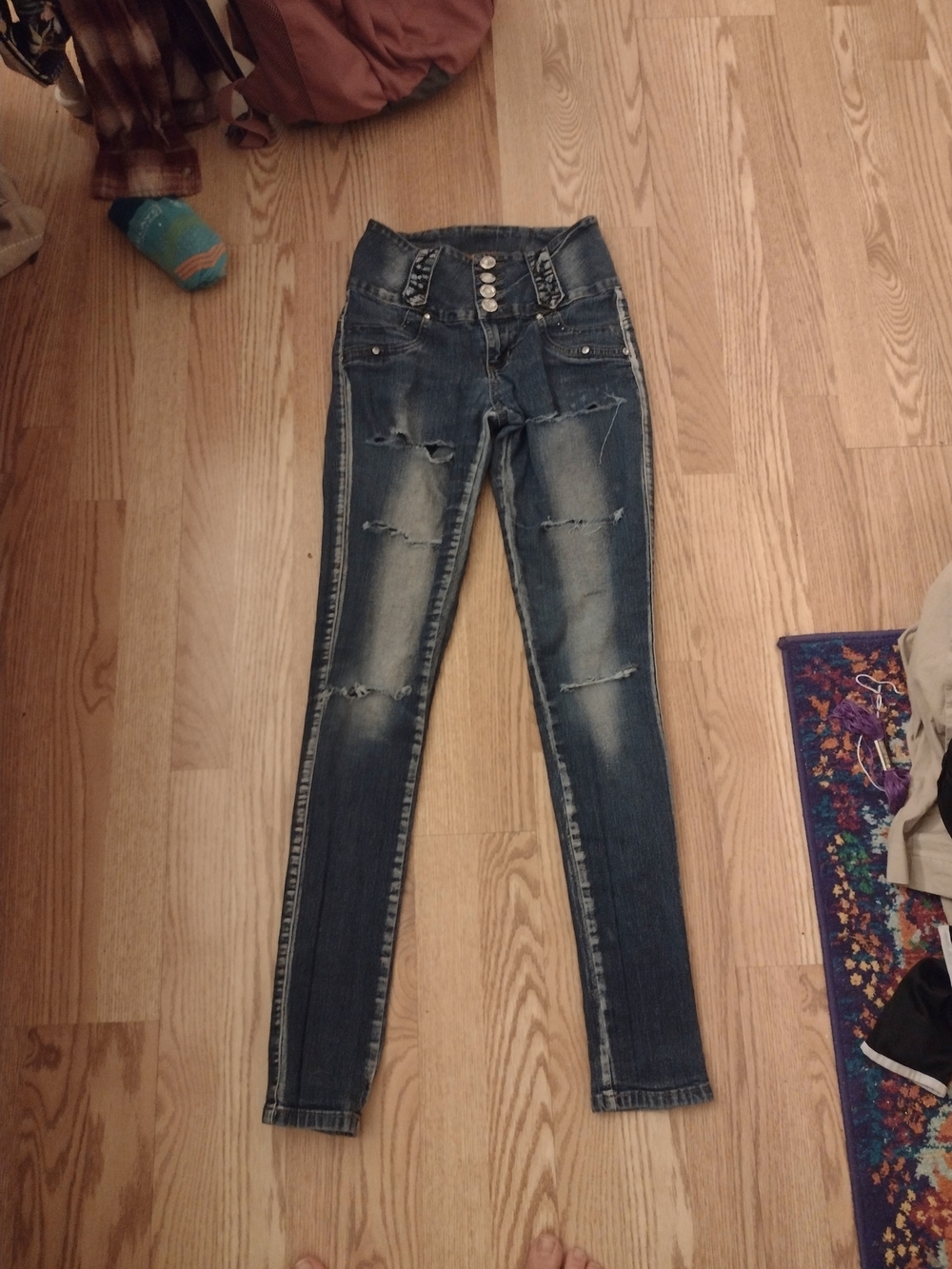 Y2K High Waist Distressed Skinny Jeans
